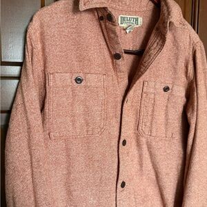 Duluth Trading Co Men's Medium Heathered Burnt Orange Button-Up Flannel Shirt